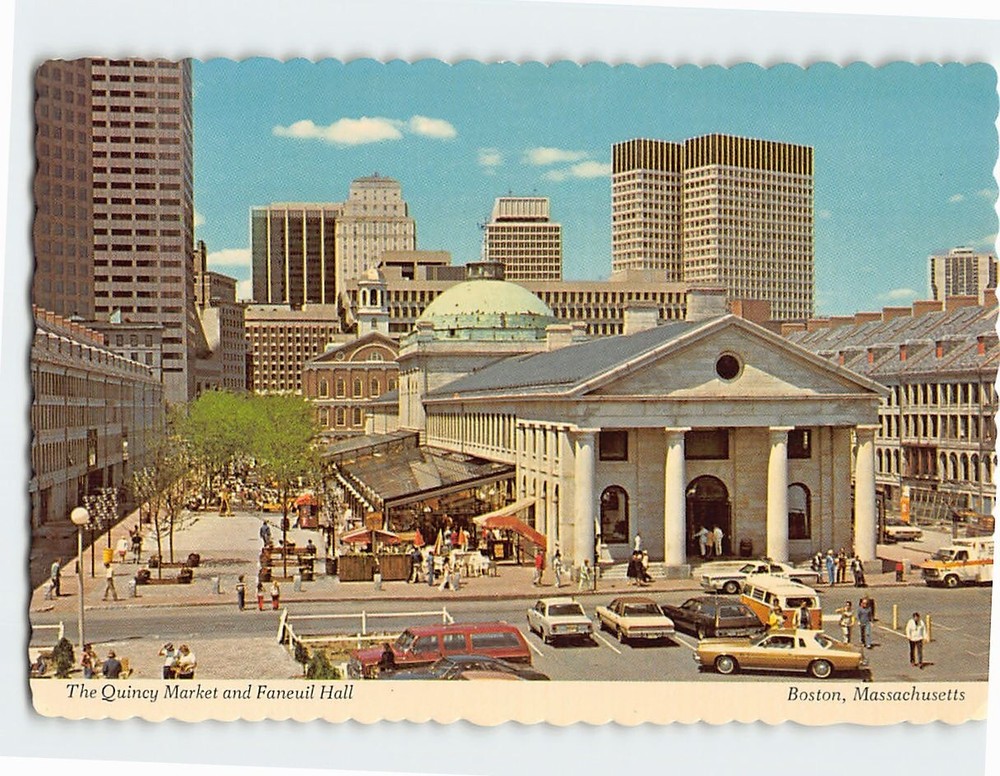 Postcard The Quincy Market & Faneuil Hall Boston Massachusetts