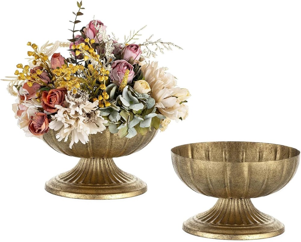 Gold Compote Vase for Centerpiece: 8.5