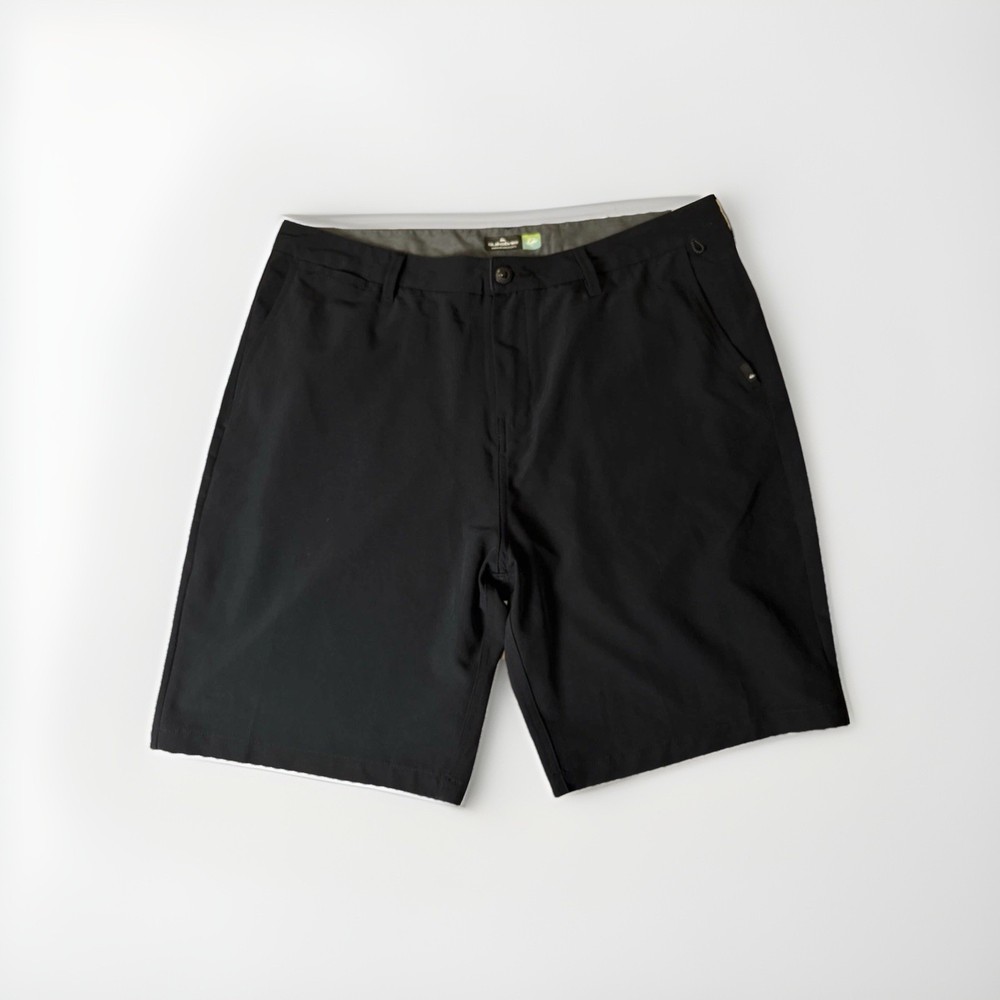 Quicksilver Shorts Men 38 Black Amphibian 4 Way Stretch Flat Front Chino Outdoor