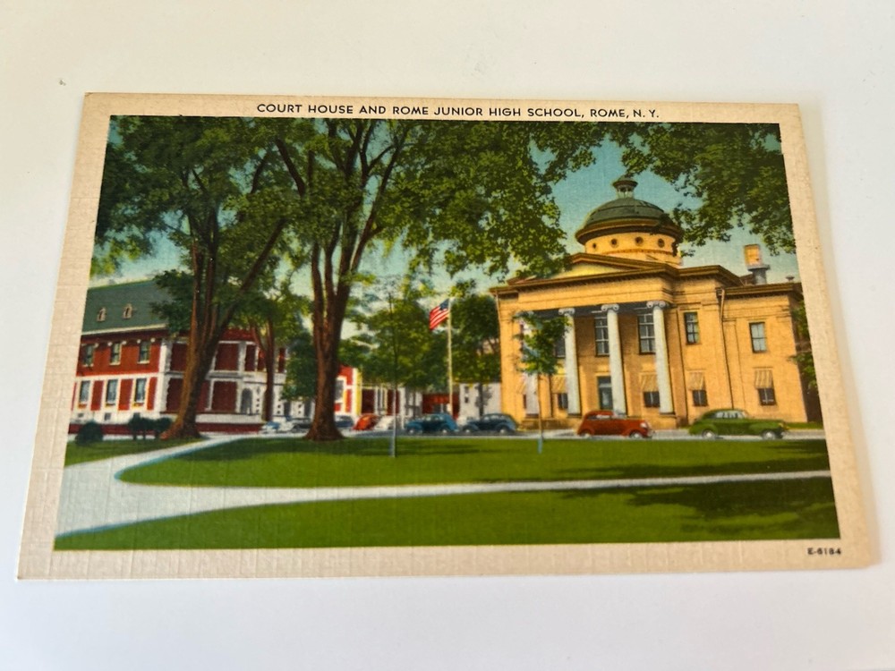 Court House and Rome Junior High School Rome New York Postcard