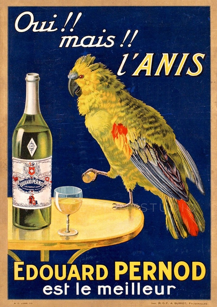 French Absinthe Pernod 1900 Vintage Liquor Advertising Giclee Canvas Print 14x20-image