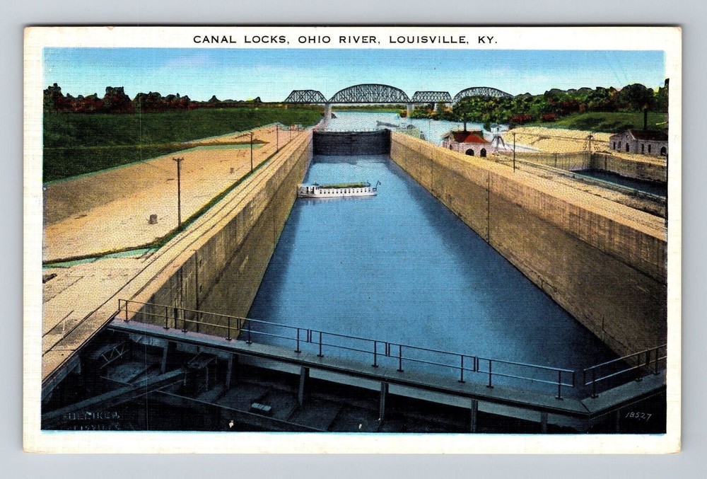 Louisville KY-Kentucky, Canal Locks, Ohio River, Vintage Postcard