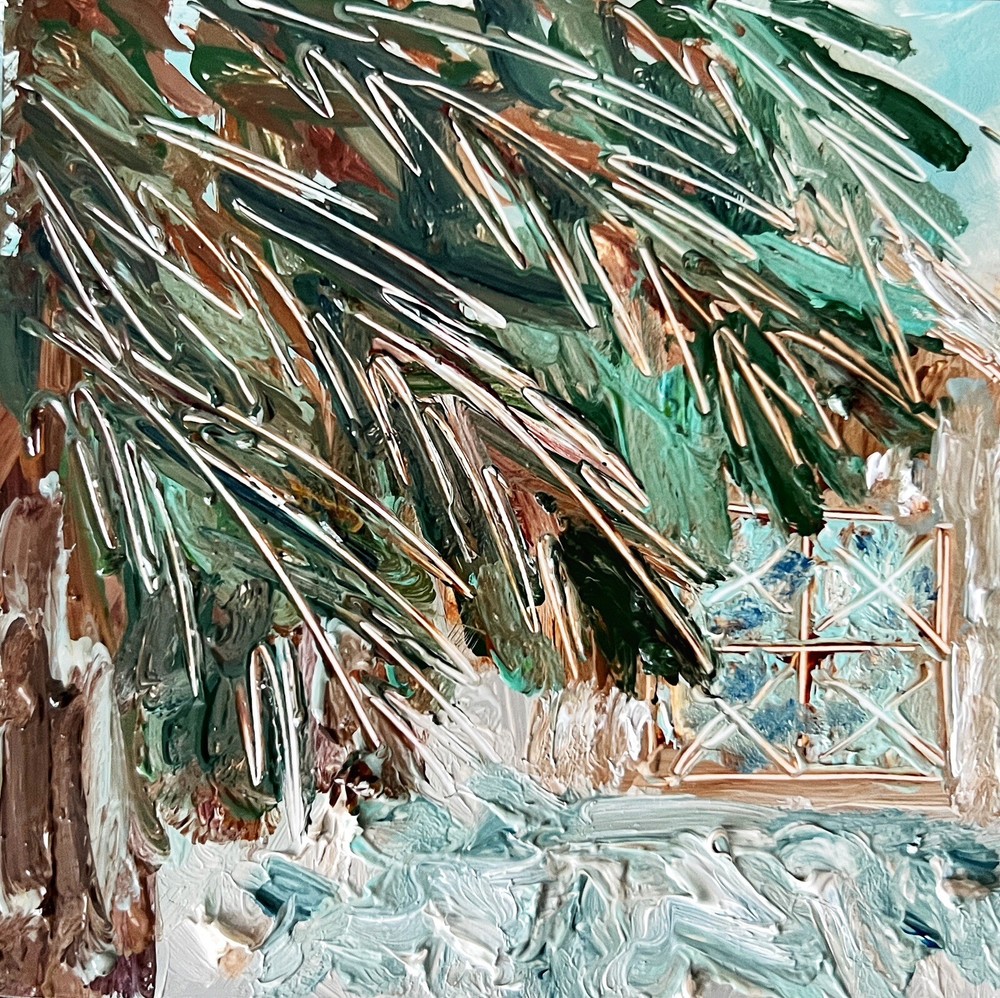 Abstract Winter Landscape Oil Painting Pine Tree Wall Art Cozy Winter Wall Decor