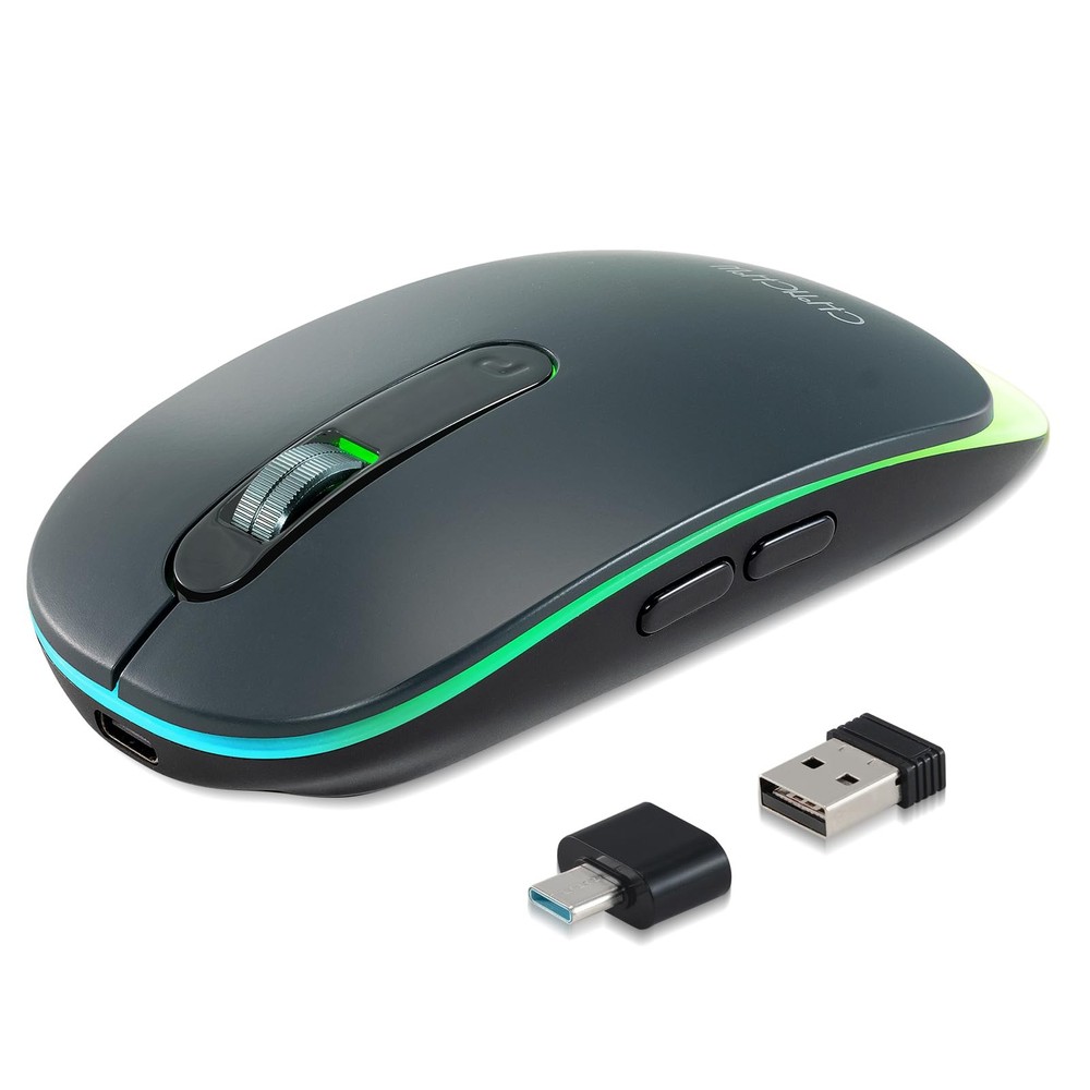 Rechargeable Wireless LED Mouse 2.4GHz Bluetooth Multi-Connect Silent Click