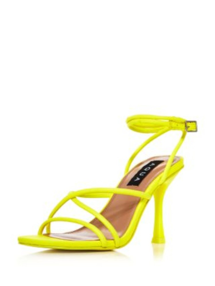 AQUA Womens Green Padded Strappy Arlow Open Toe Flare Buckle Heeled Sandal 7.5 M