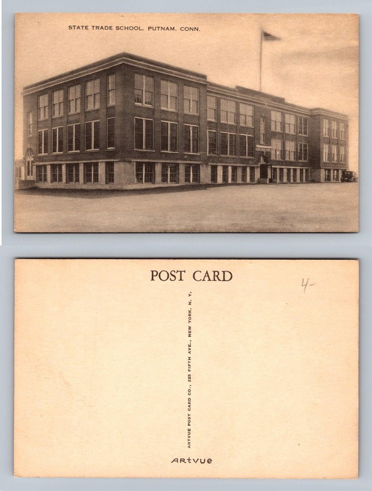 Putnam, CT-Connecticut, State Trade School Brick Building View Vintage Postcard