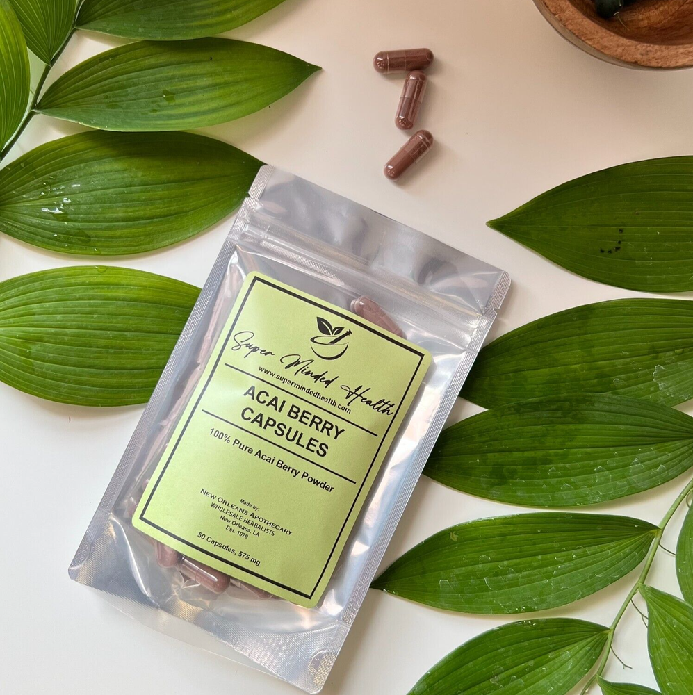 Acai Berry Powder Capsules | Pure | Detox Fat Burner Dietary Supplement-image