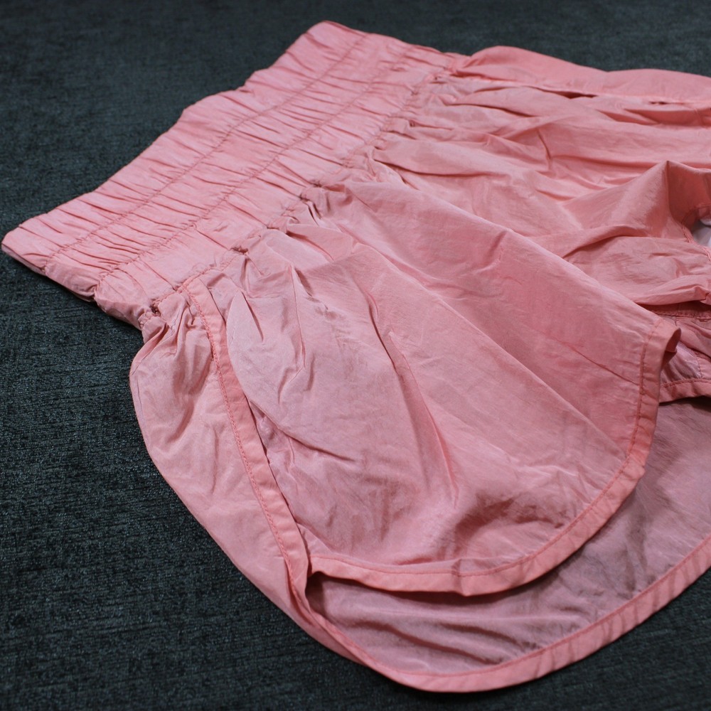 FP Movement The Way Home Shorts Pink High Rise Smocked Running Womens Size M