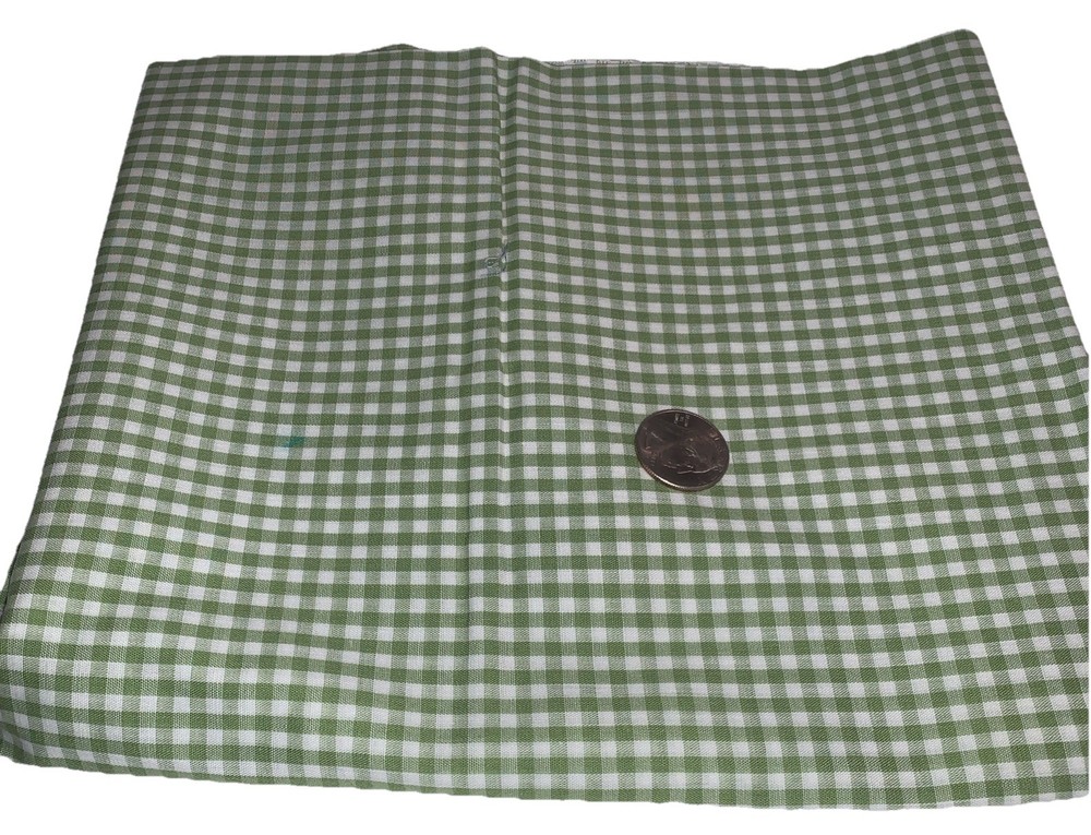 Vintage Sewing Fabric Gingham Green Check  1/2 yard 18 x 36