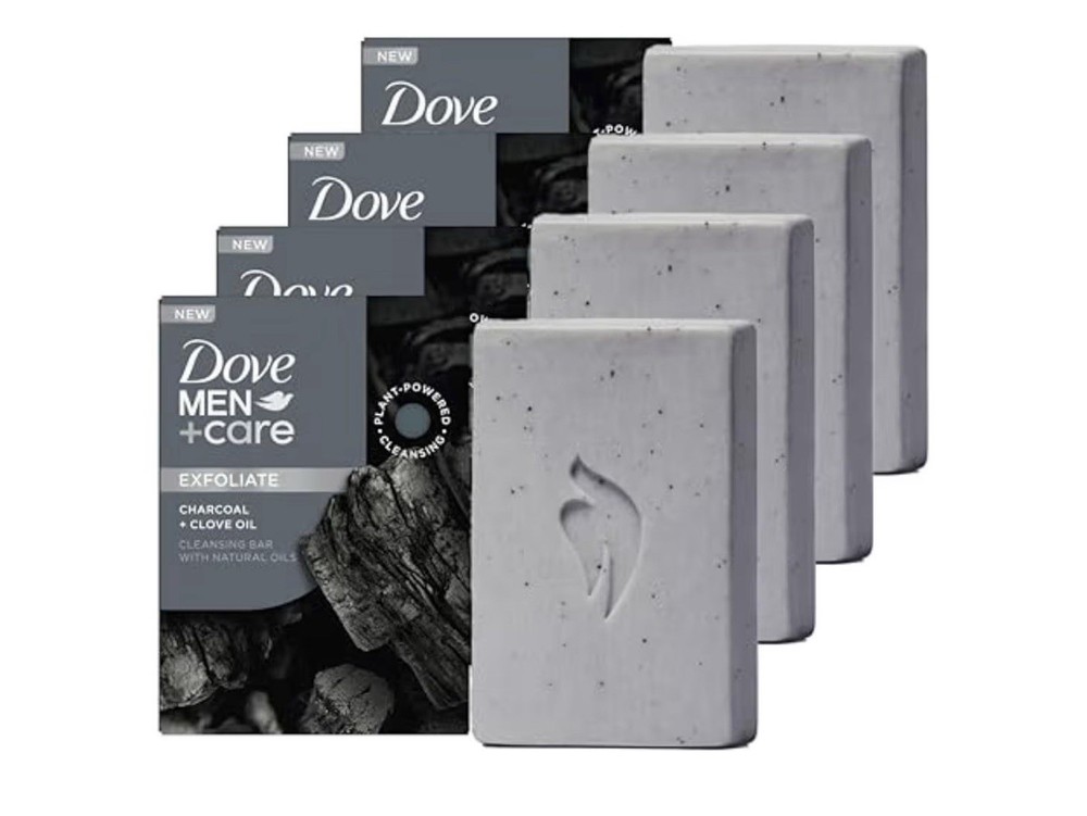 4X Dove Men Care Exfoliate Cleansing Bar - 5 oz (141 g) - Charcoal and Clove Oil