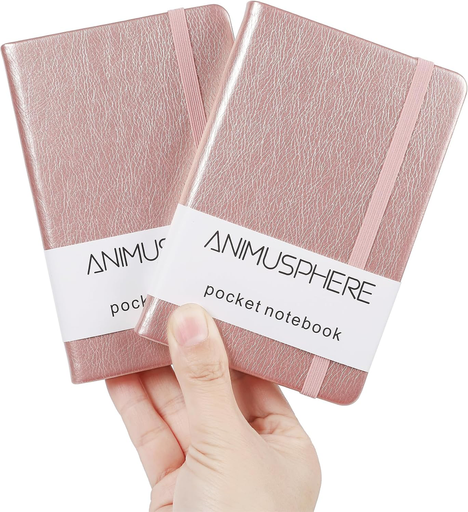 Rose Gold Leather Journal 4x5.7 Inches 200 Pages Pocket Notebook
