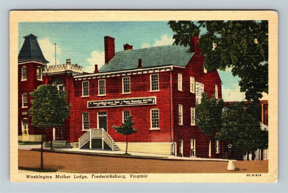 Fredericksburg VA-Virginia, Washington Mother Lodge, Vintage Postcard