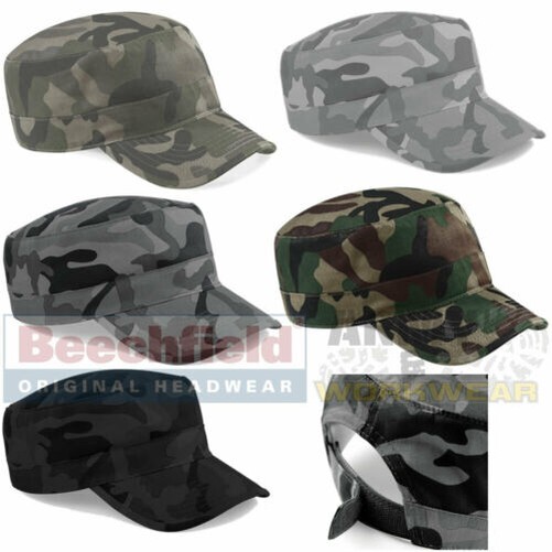 Adults Military Cap Camouflage Beechfield Army Peak Hat Baseball Camo Urban