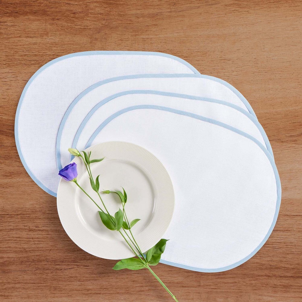 Solino Home 100% Linen 14x19 Inch Oval Placemats Set of 4 | Chloe Spring Collection