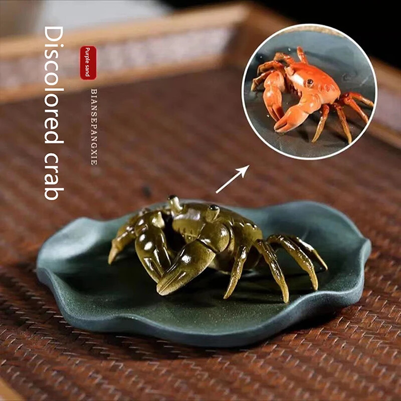Color-Changing Crab Figurine Tea Pet for Tea Tray Decoration Tea Set Ornament