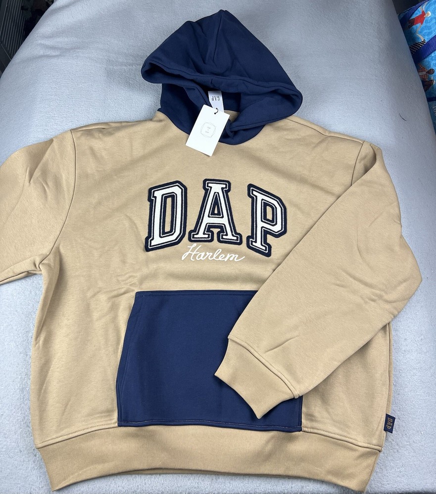 GAP x Dapper Dan DAP Logo Limited Edition Brown/Blue Hoodie Size Medium NWT