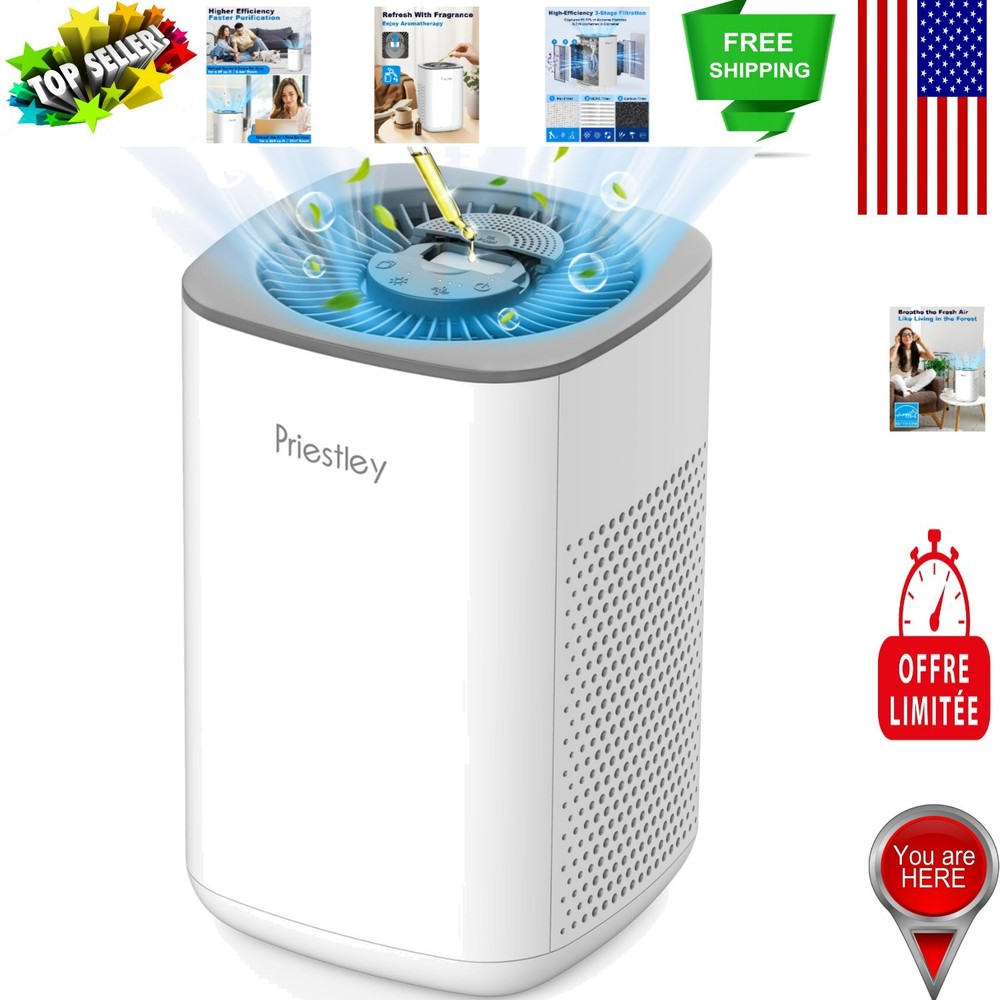 Efficient 3-Layer HEPA Air Purifier & Diffuser for Small Rooms up to 346 Sq Ft