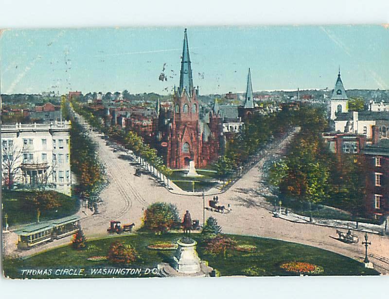 Divided-Back PARK AND CHURCH AT THOMAS CIRCLE Washington DC : clearance ho2978