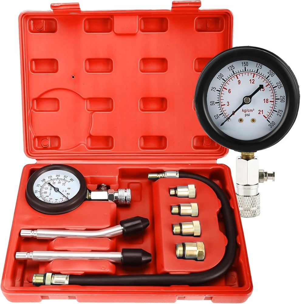 8Pcs Universal Engine Compression Tester Tool Set with Adapters for Cars, Trucks