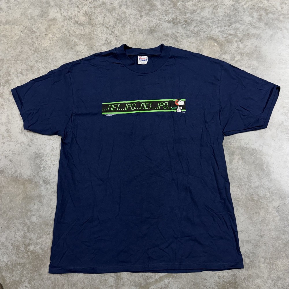 Vintage Hanes Peanuts Snoopy Shirt Mens XL Blue MetLife IPO Graphic Tee 2000s