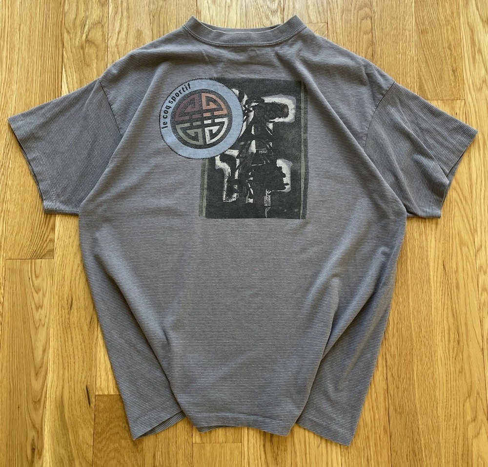 Le Coq Sportif Vintage 90s Grey Abstract Graphic Single Stitch T Shirt Large-image
