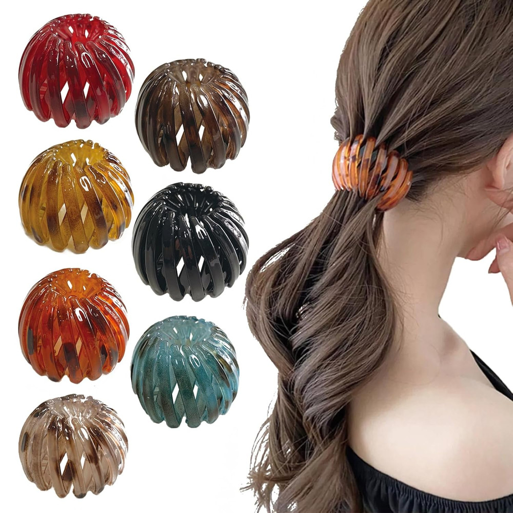 7 Pcs Bird Nest Magic Hair Clip Expandable Ponytail Holder Hair Accessories