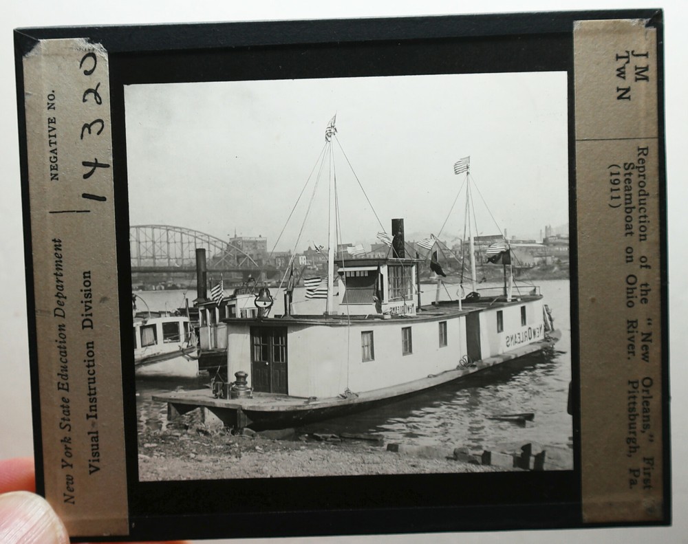 1911 repro of New Orleans steamboat Pittsburgh PA  GLASS SLIDE