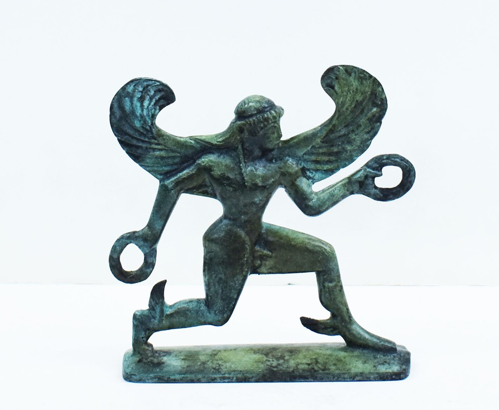 Boreas Mini Bronze Statue - Winged God of Winter and the North Wind - Mythology