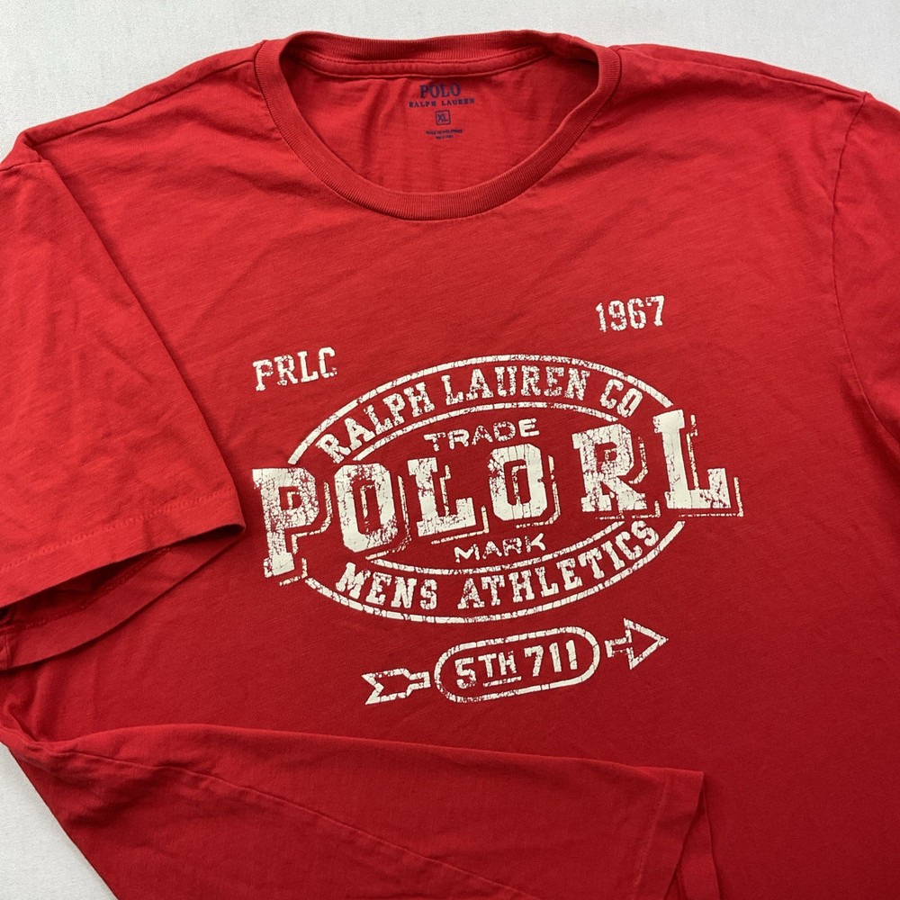 Polo Ralph Lauren T-Shirt Men Sz XL Graphic Tee Crewneck Short Sleeve Red PRLC