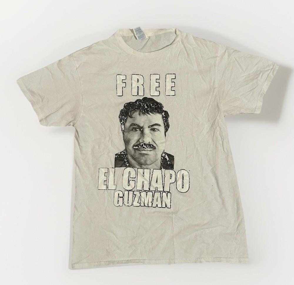 Vintage Free El Chapo Guzman Graphic T-Shirt White Men's  Size Medium