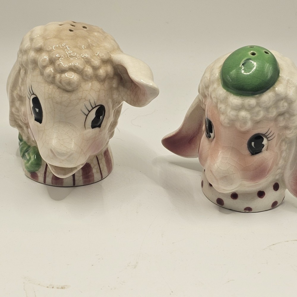 VINTAGE LAMB Sheep SALT AND PEPPER SHAKERS Vintage Anthropomorphic Japan