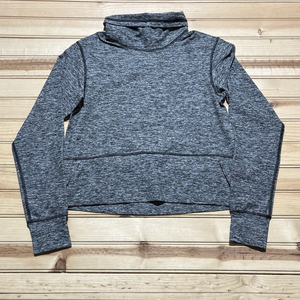 Lululemon Ready to Rulu Fleece Pullover Heathered Black Funnel Neck Size 2