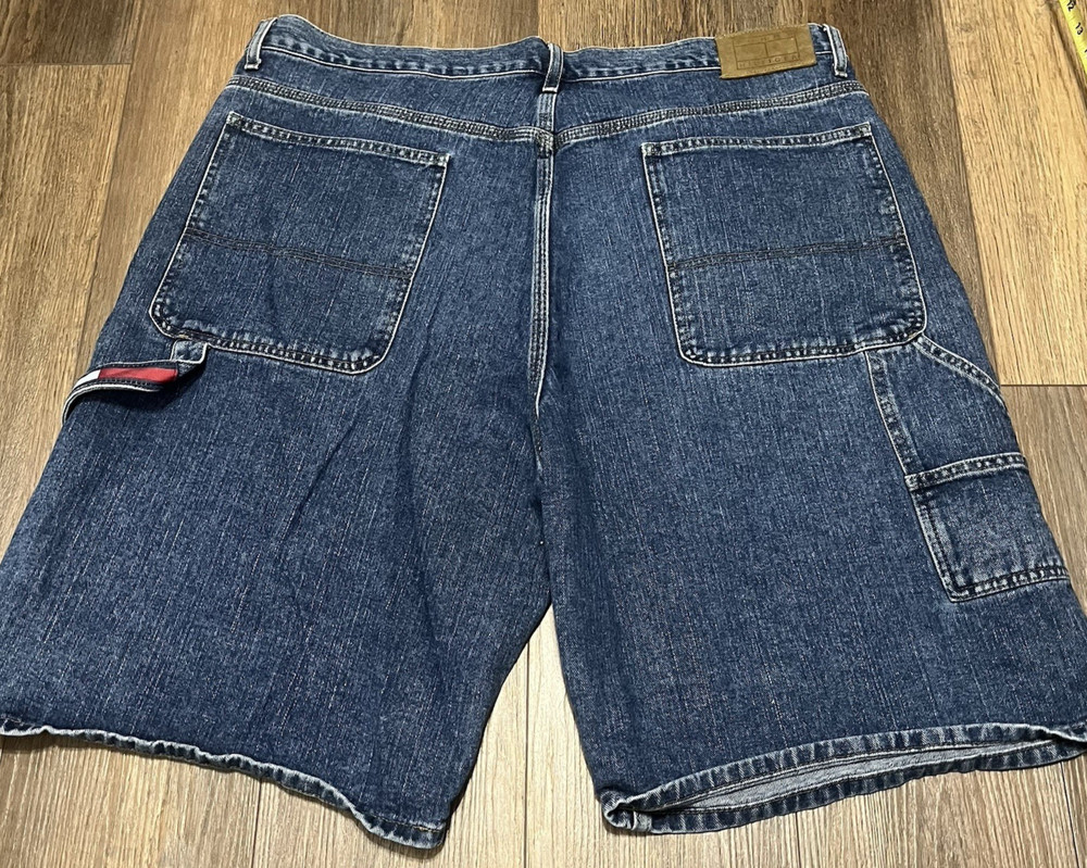 VTG Tommy Hilfiger Carpenter Shorts Mens 42 Blue Denim Baggy Jorts Skate Street
