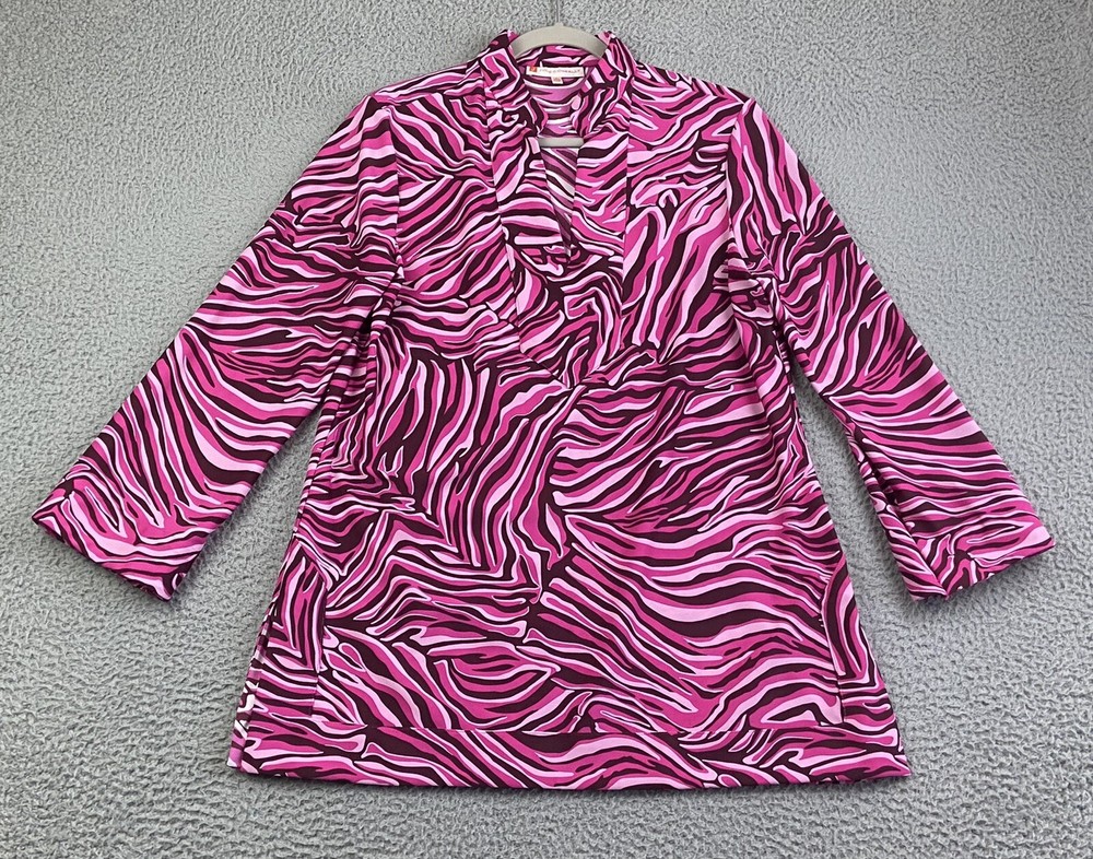 JUDE CONNALLY Chris Tunic Top Sz Large Pink Swirl Boho Chic Jude Cloth $188 NEW
