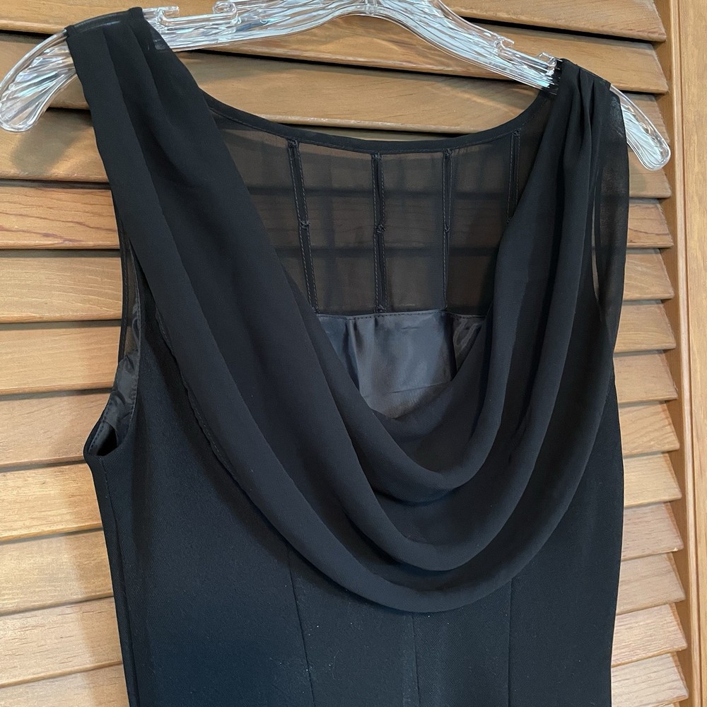 EVAN PICONE Dress Women’s Size 8 Black Sleeveless Cocktail Draped Rhinestones