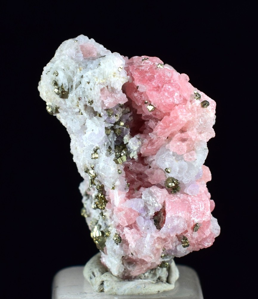 1.9cms RHODOCHROSITE PYRITE FLUORITE CHINA CRYSTAL RHOMBOHEDRAL MINIATURE RB648