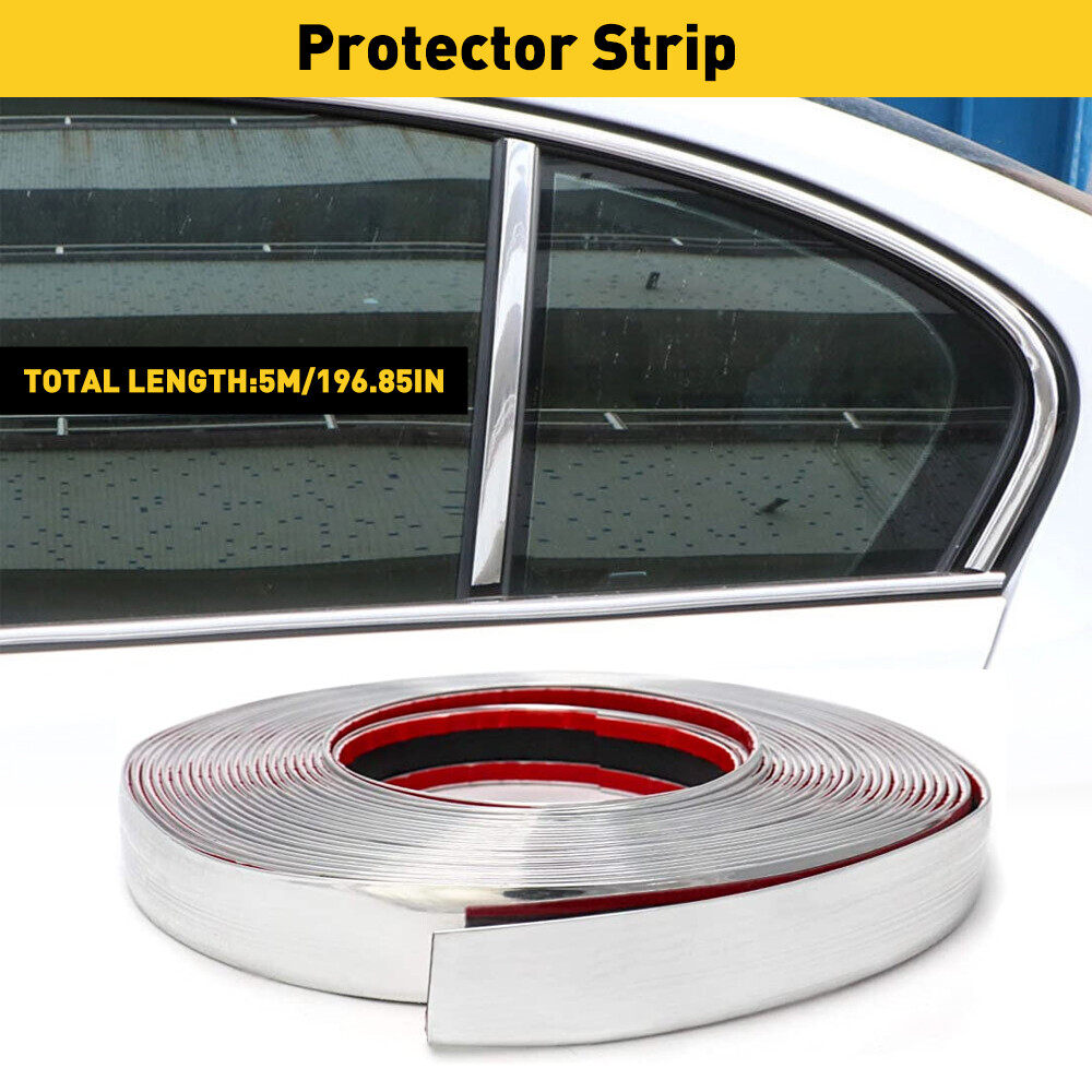 0.8INx16FT Trim Car Door Moulding Strip Window Guard Protector Universal Chrome