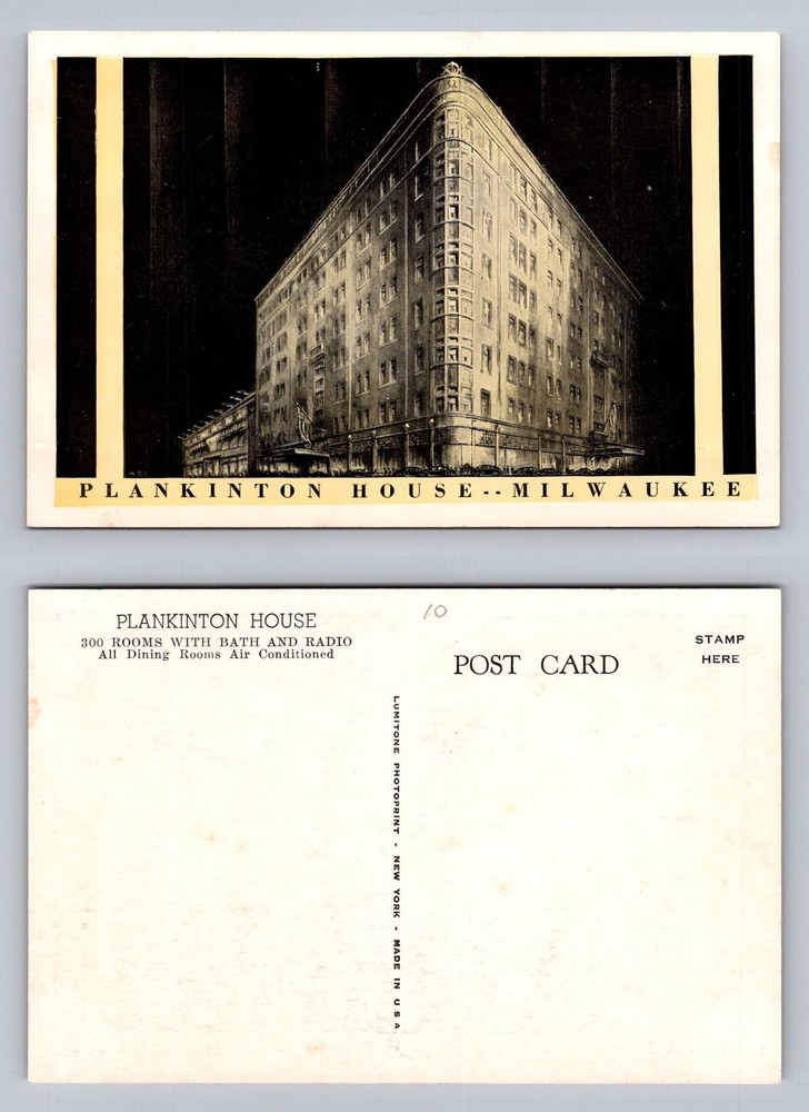 Milwaukee, WI-Wisconsin, Plankinton House Hotel Building Vintage Postcard