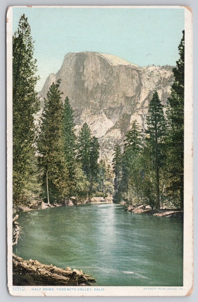 Half Dome Yosemite Valley California PHOSTINT Postcard Detroit Publishing Co