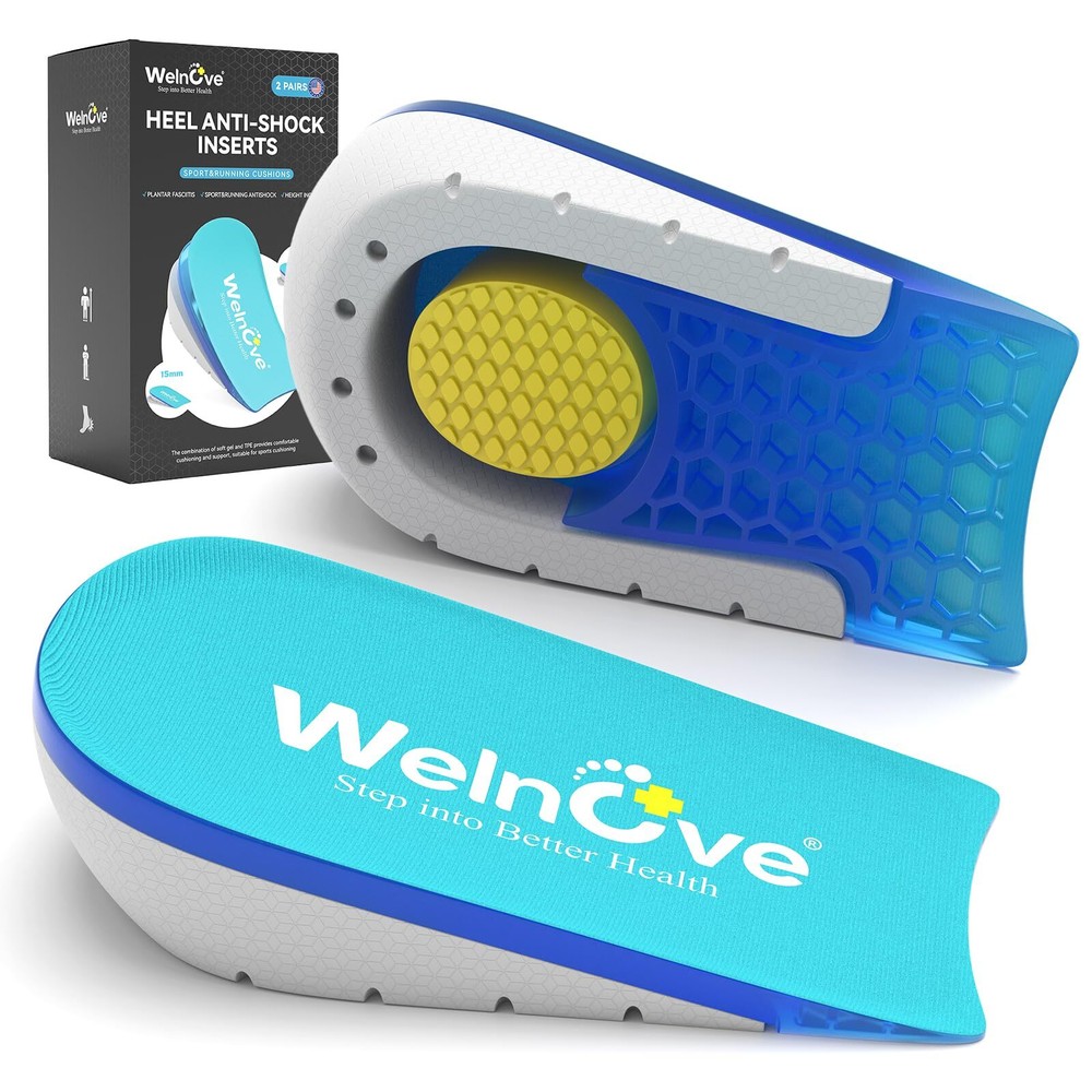 2-Pair Set Heel Lift for Pain Relief - Shoe Inserts Gel Heel Cushion Cup for ...