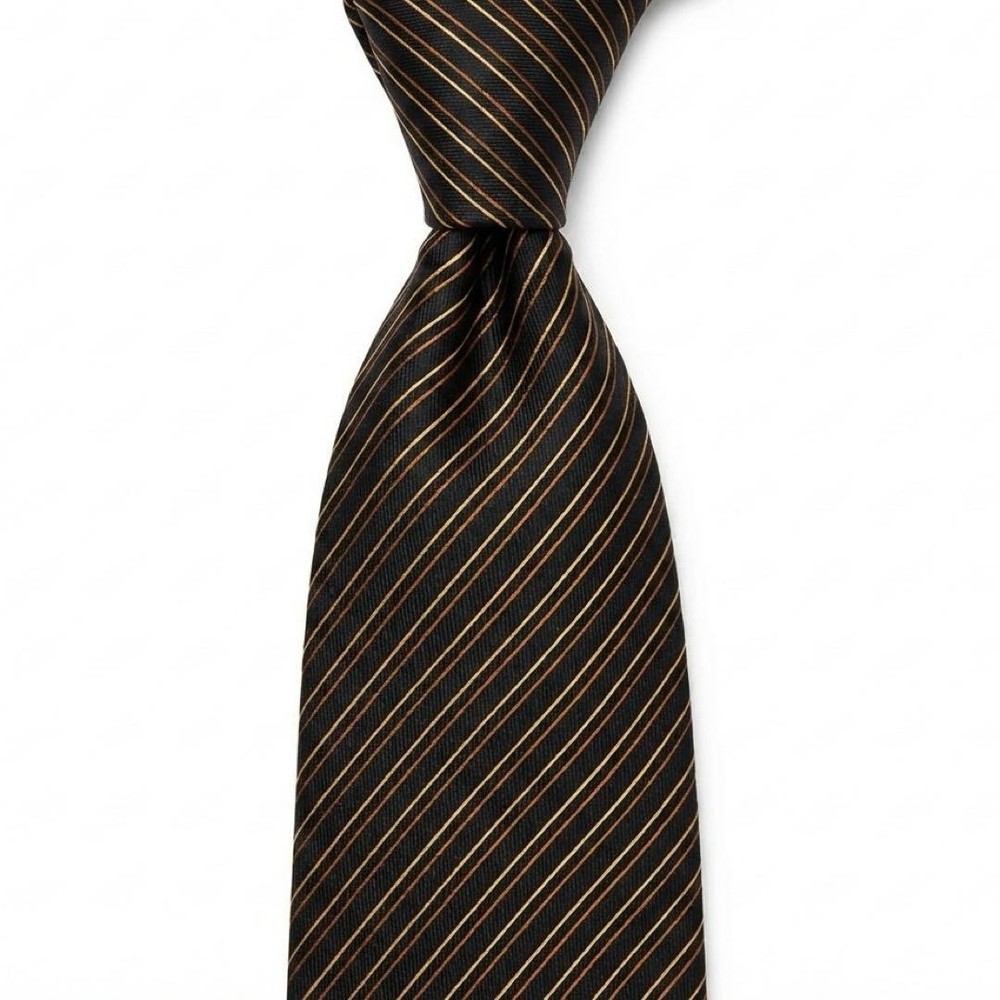HERMES Necktie Tie All over Striped pattern100% Silk Navy Men's Made in France
