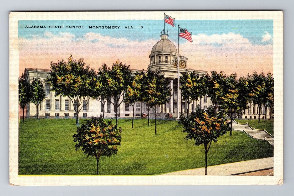 Montgomery AL-Alabama, Alabama State Capitol, c1941 Antique Vintage Postcard