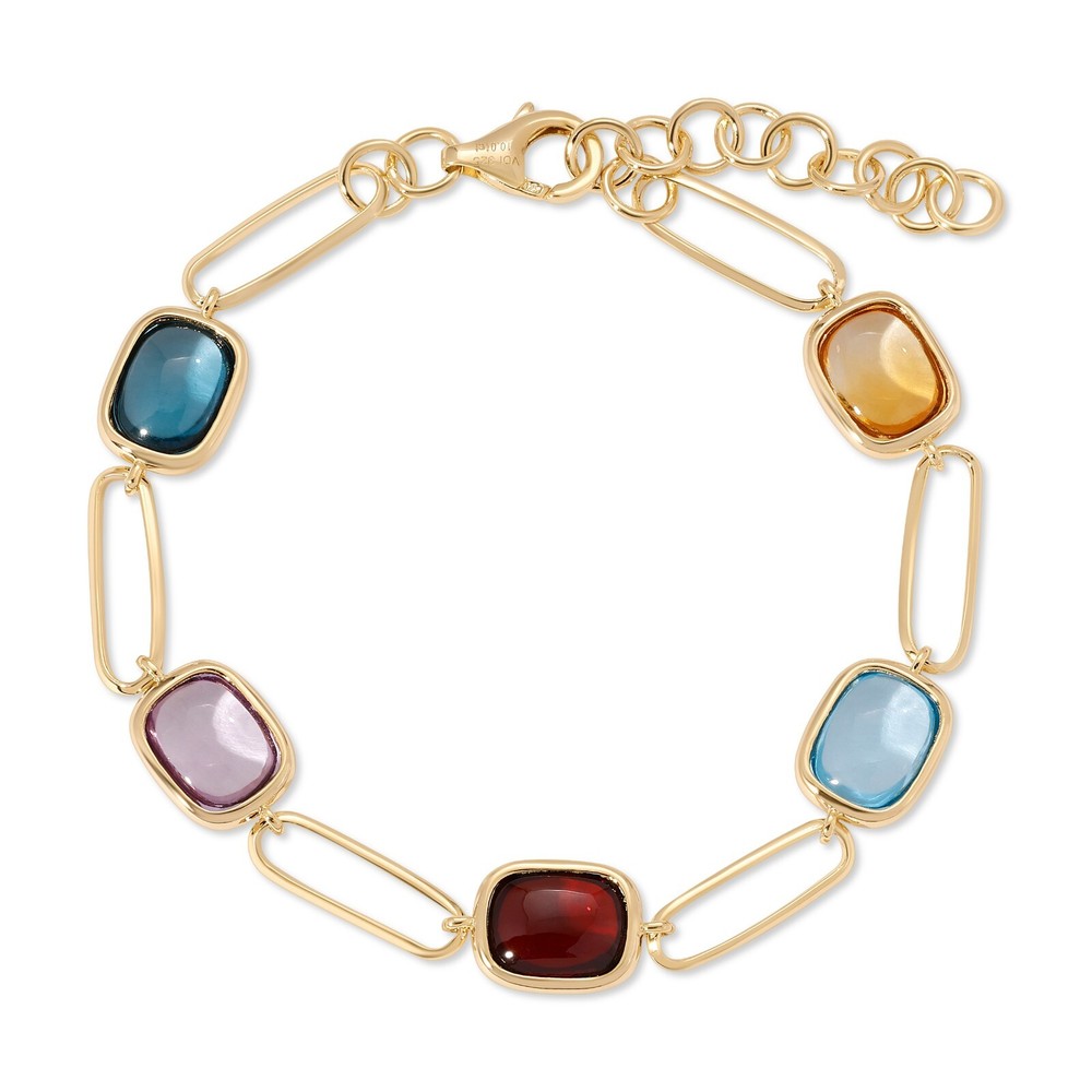 Amethyst Citrine Garnet Blue Topaz Oval Bracelet in 925 Sterling Silver