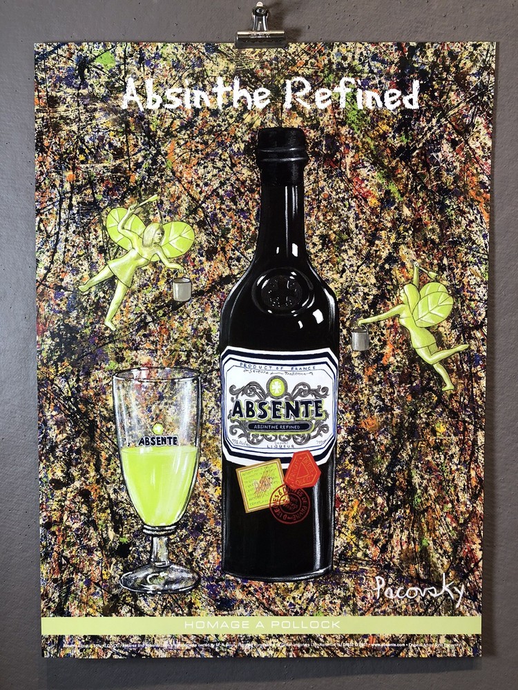 ABSINTHE Ad Poster, Homage A Pollock by artist John Pacovsky, New 19x26”-image