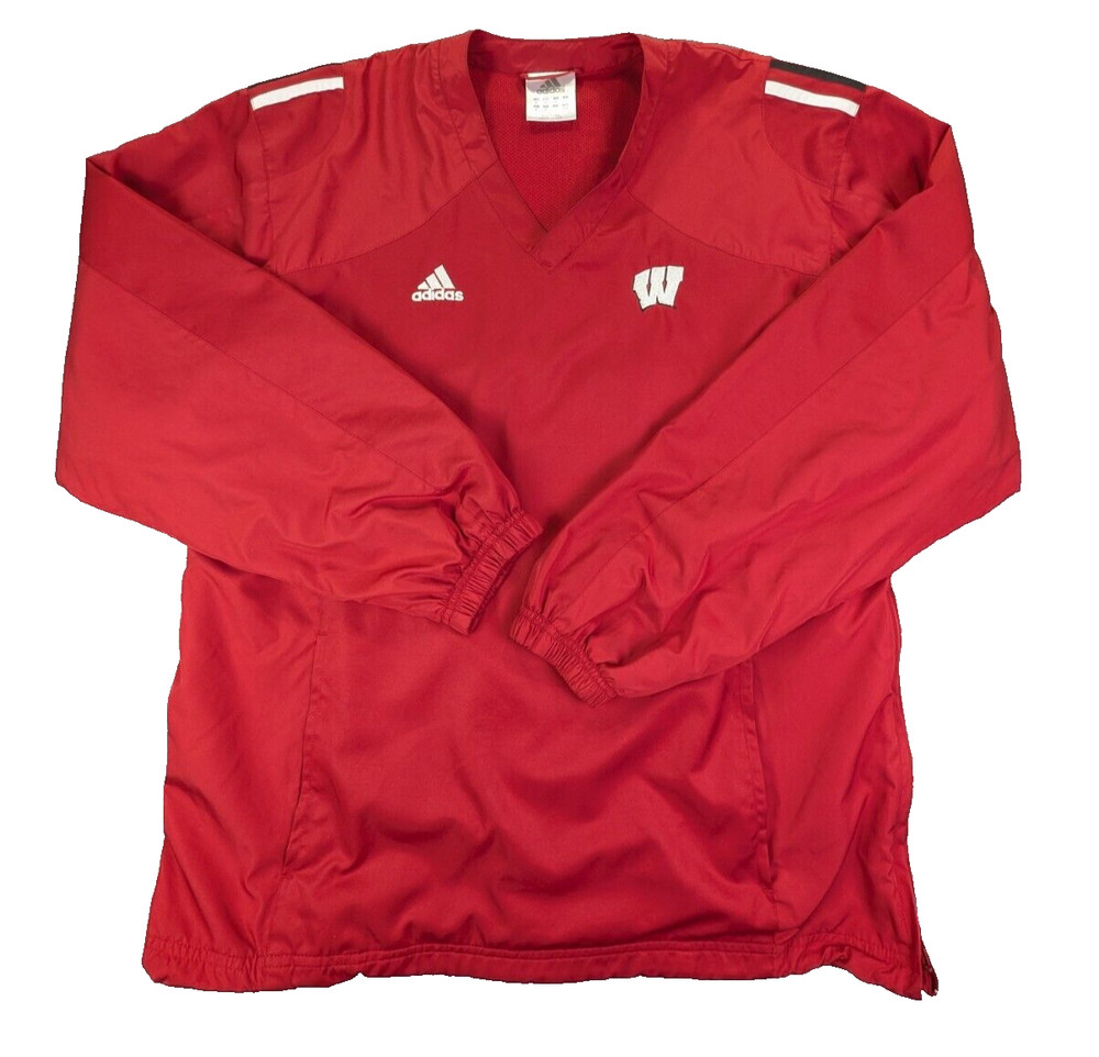 Wisconsin Badgers Windbreaker Medium Men's Adidas Pullover Jacket V-neck Red