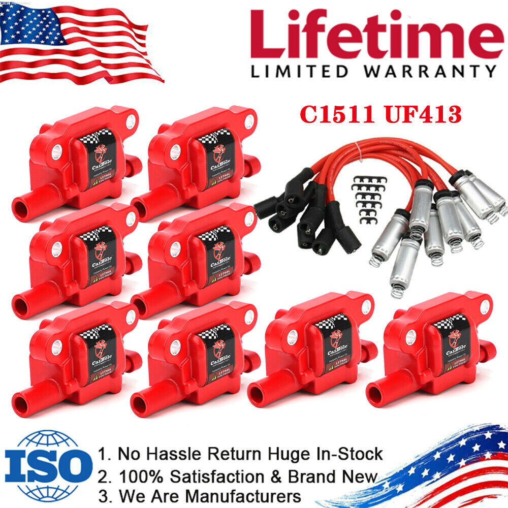 High-Performance 8X Ignition Coils & Spark Plug Wires for Chevrolet Silverado GMC Buick 5.3L UF413