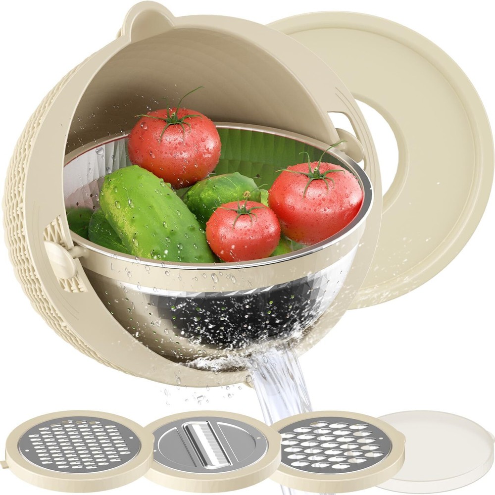 4-1 Colander with Bowl Set - Rotatable Strainers for Kitchen, Food Strainers ...