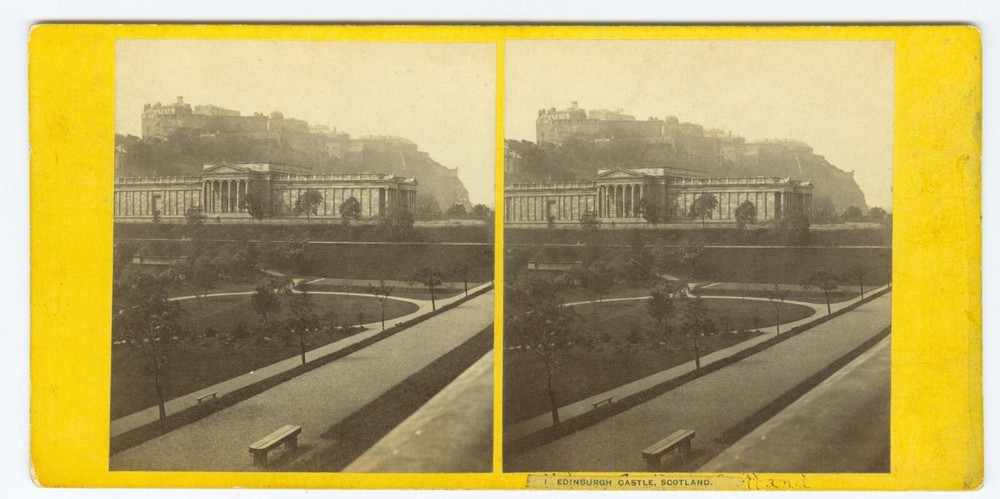 D0559~ SCOTLAND - GW Wilson Edinburgh Castle Stereoview No. 111 c.1859