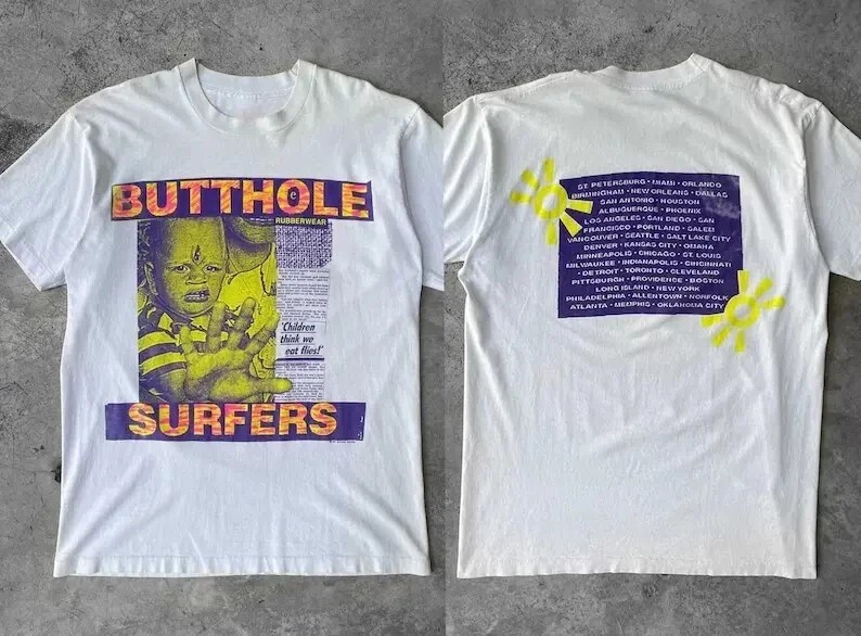 Butthole Surfers Rock Band 1993 Tour Concert Tee, Butthole Surfers T-Shirt