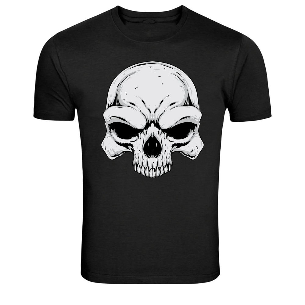 Skull Graphic T-Shirt Gothic Skeleton Dark Art Biker Punk Style Tee